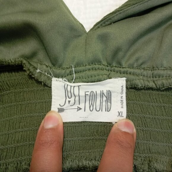 Just Found Maxi Dress XL Empire Court Olive Green V Neck With Smocked Waist - Picture 2 of 9